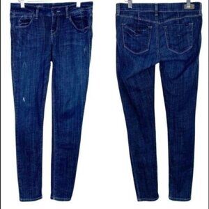 Saks Fifth Ave Gray Brand Distressed Skinny Blue Jeans 26